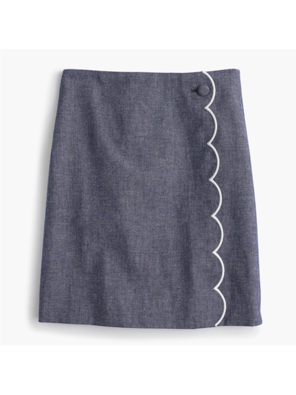 Scalloped Trim A-Line Skirt - Blue
